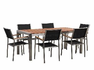 Set de masă pentru grădină GROSSO (eucalipt) (negru + grafit) (pentru 6 persoane)