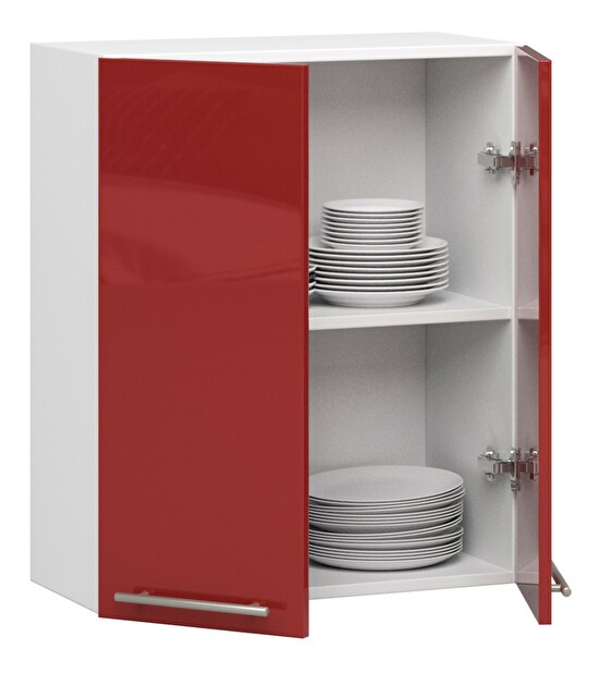 Dulap superior de bucătărie Ozara W60 H720 (alb + roșu lucios)