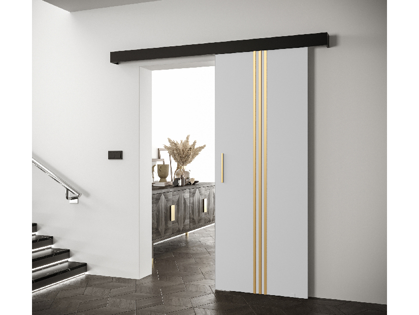Uși culisante 90 cm Sharlene V (alb mat + negru mat + auriu)