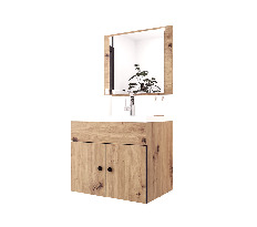 Dulap de baie sub chiuvetă Carman (Stejar artisan) (cu oglindfă)