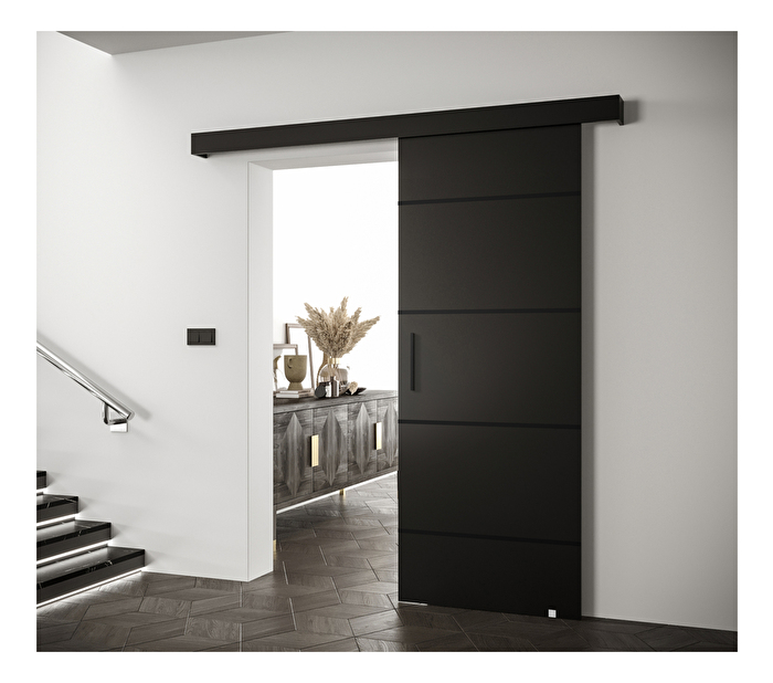 Uși culisante 90 cm Sharlene IV (negru mat + negru mat + negru)
