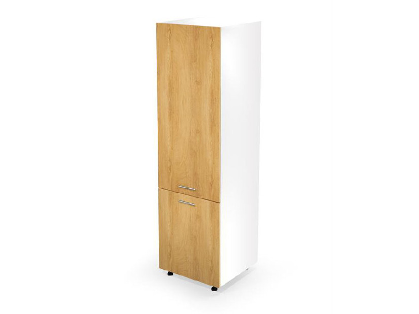 Dulap de bucătărie pentru frigider încorporat Verlene (lemn natural + alb)