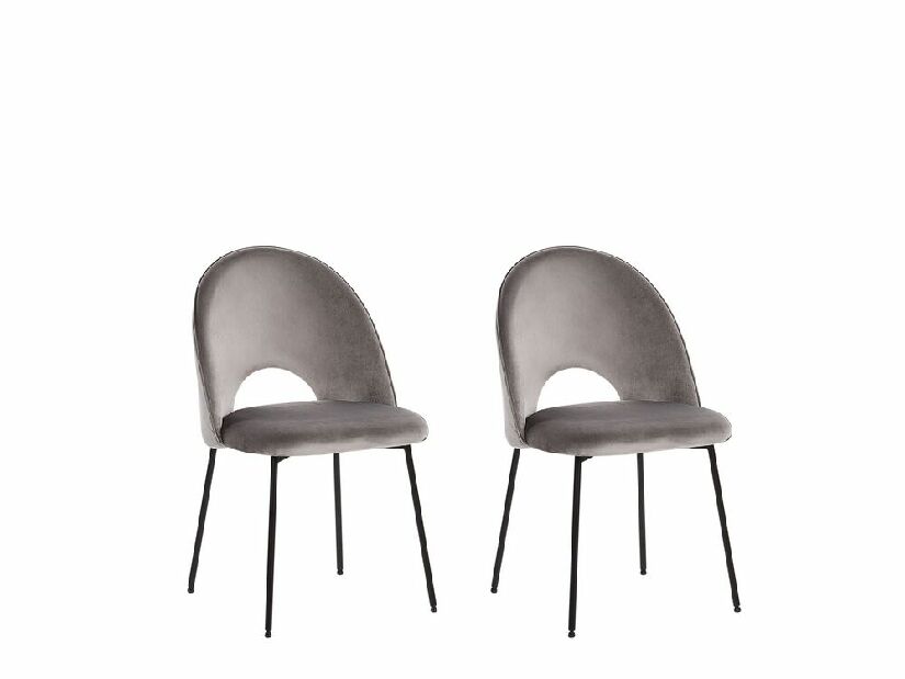 Set 2 buc. scaune pentru sufragerie CAVEL (poliester) (gri)