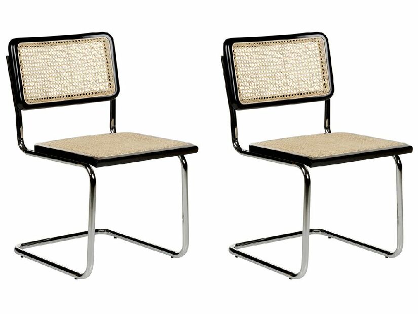 Set 2 buc scaune sufragerie Chad (natural + Negru)