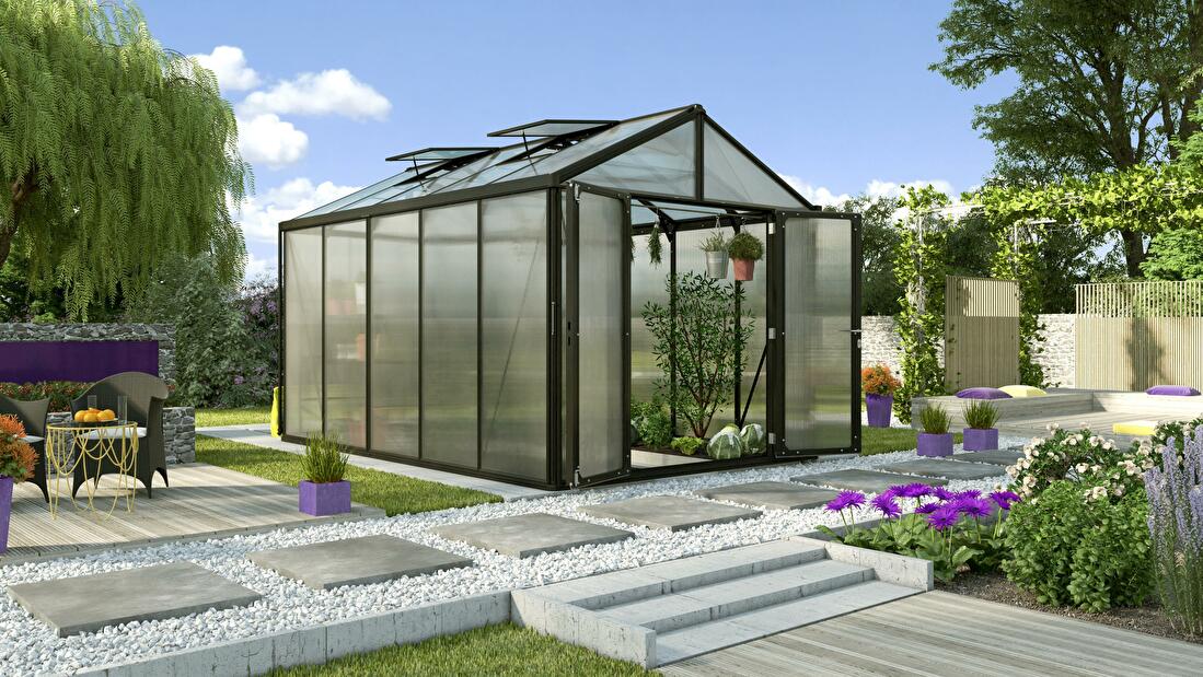Stil clasic Greenhouse Poseidon 10000 (policarbonat + sticlă securizată + negru)