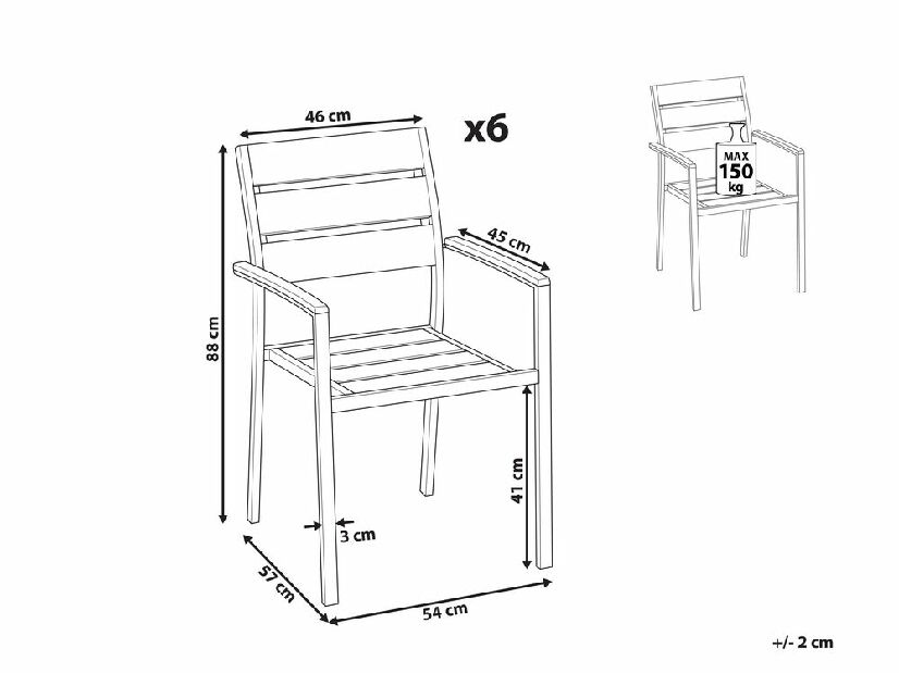 Set 6 buc. scaune de grădină VERO (placaj) (alb)