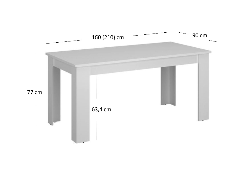 Masă de sufragerie extensibilă (pentru 6 8 persoane) Mebel Bos Ethan (alb)