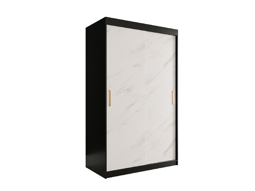 Dulap de haine 120 cm Marbelo T (mat negru + marmură albă)