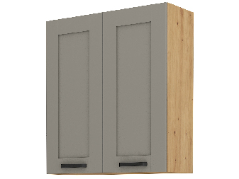 Dulap superior de bucătărie, două uși Lucid 80 G 90 2F (Stejar artisan + claygrey)