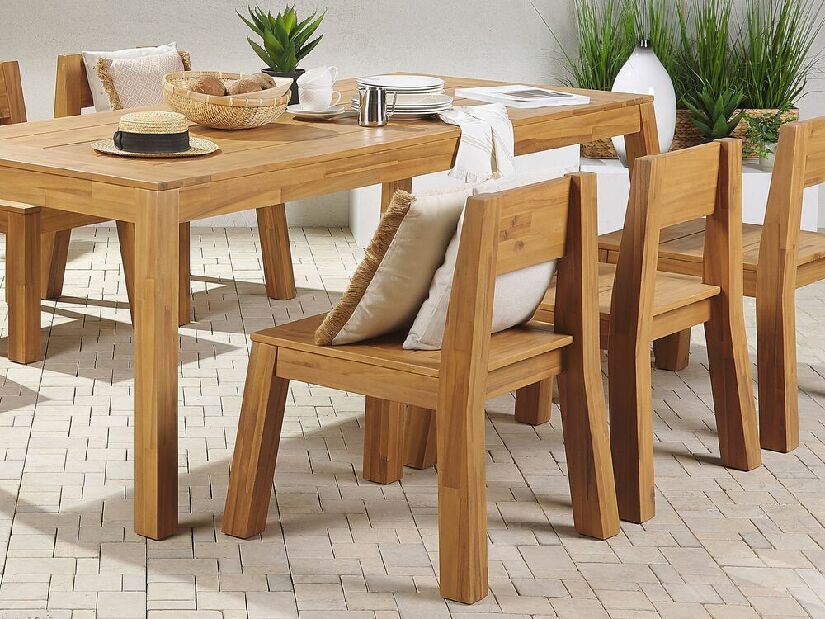 Set mobilier de grădină LIVIGNO (lemn deschis) (cu scaune) (pentru 6 persoane)