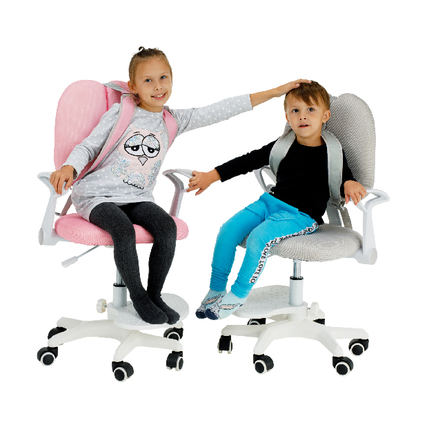 Set de 2 scaune de crestere pentru copii cu taburete si bretele Aureola (roz + alb) *vânzare stoc