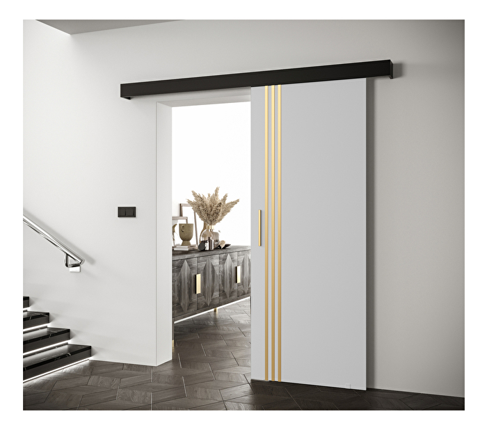 Uși culisante 90 cm Sharlene VI (alb mat + negru mat + auriu)