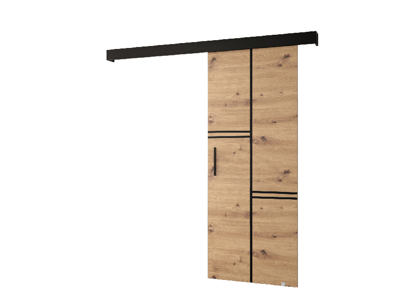 Uși culisante 90 cm Sharlene VIII (stejar artisan + negru mat + negru)