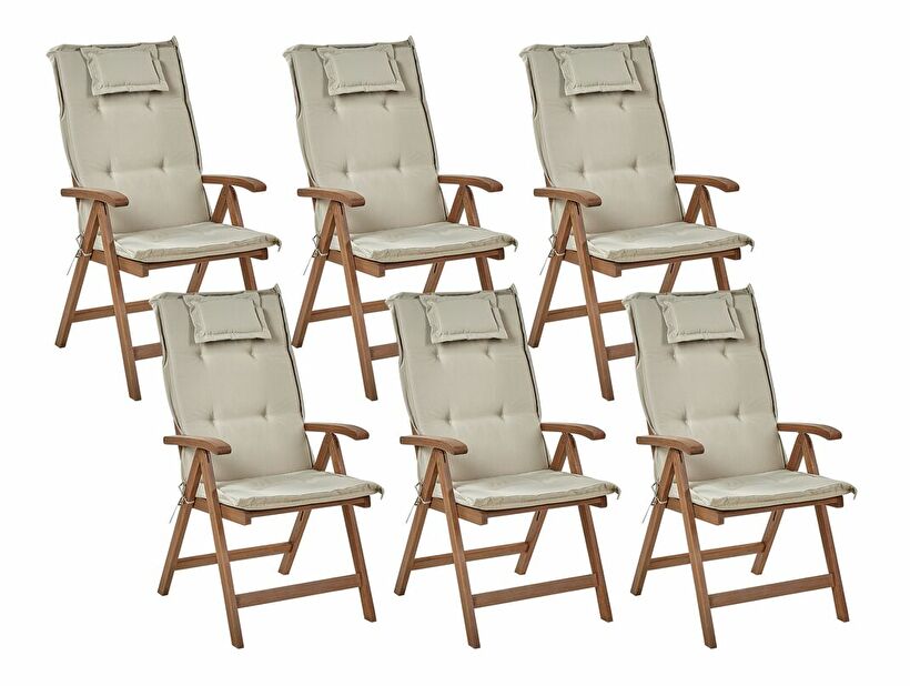 Set 6 buc scaune de grădină Amati (lemn închis + gri bej)