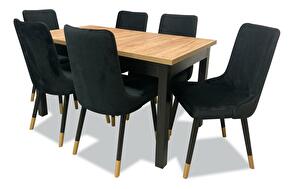 Set masă scaune pentru sufragerie Alita 4 (alb + negru) (pentru 6 persoane)