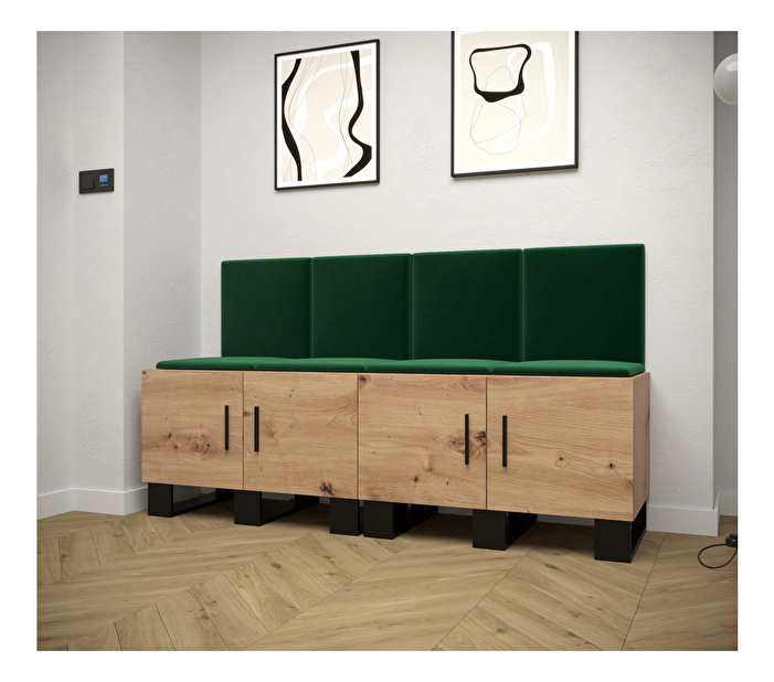 Set mobilier pentru hol Amanda 20 (Stejar artisan + verde)