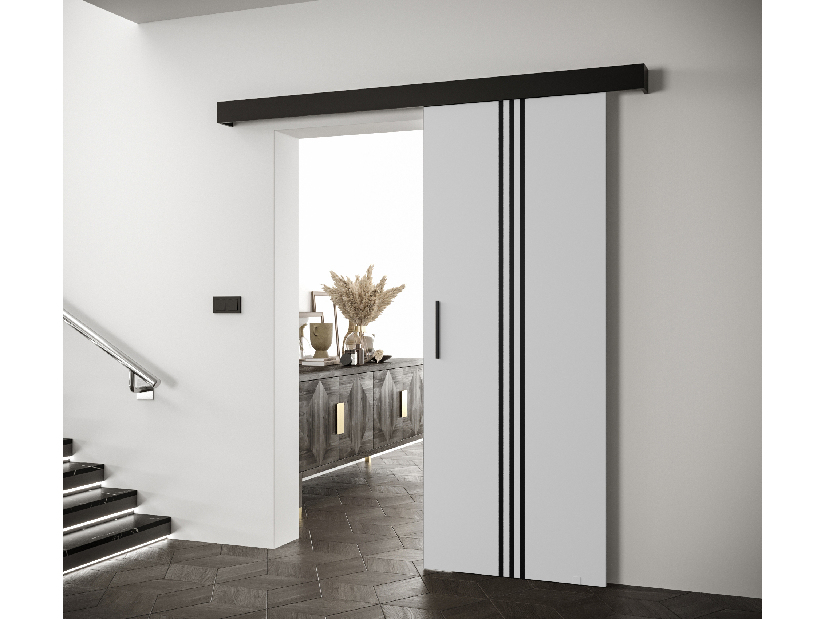 Uși culisante 90 cm Sharlene V (alb mat + negru mat + negru)