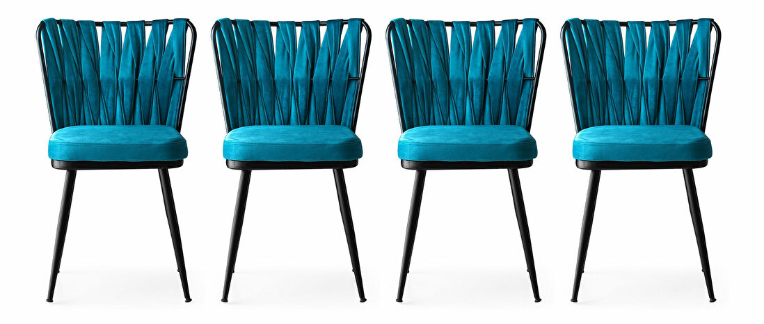 Set 4 scaune Krista (Negru + Albastru)