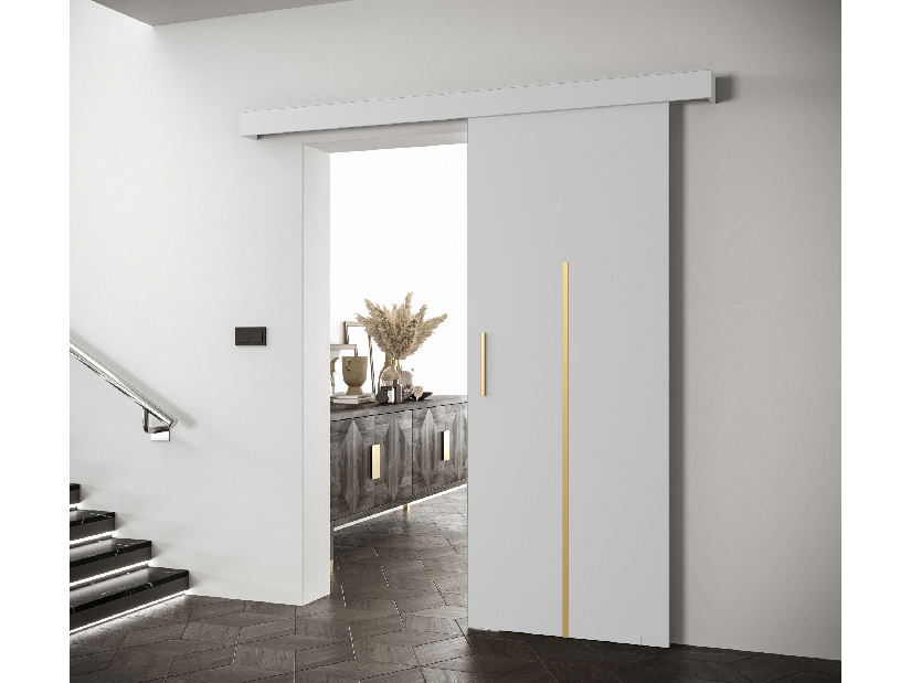 Uși culisante 90 cm Sharlene X (alb mat + alb mat + auriu)