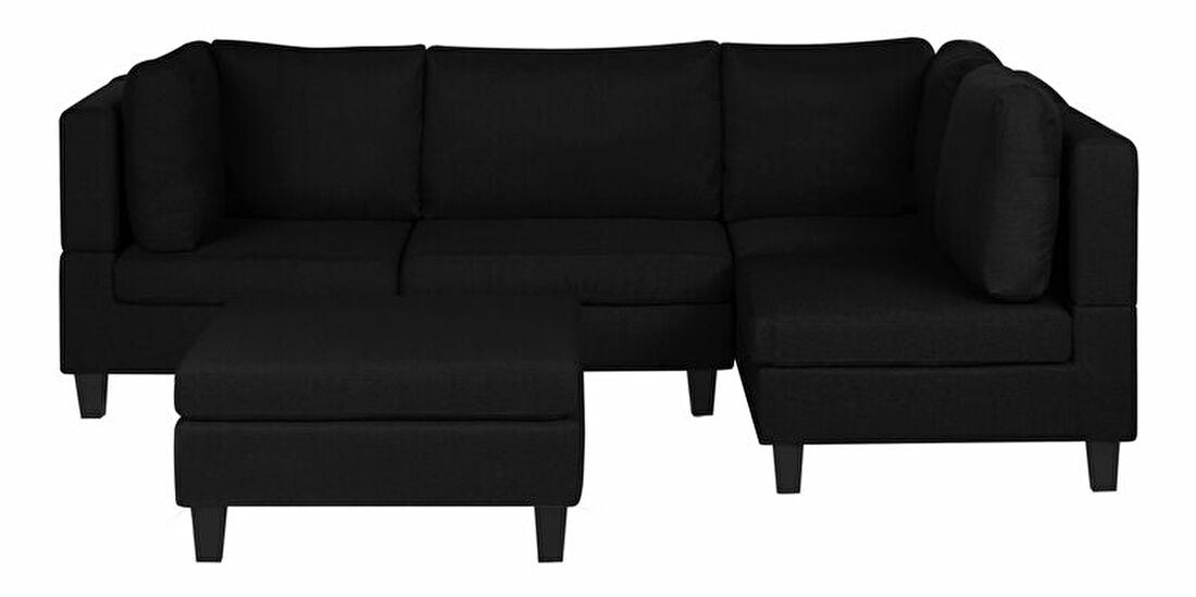 Canapea modulară FELLE (poliester) (negru) (cu taburete) (pentru 4 persoane) 