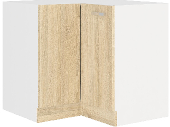 Dulap inferior de bucătărie, de colț Sylrona 89 x 89 DN 1F BB (alb + stejar sonoma)