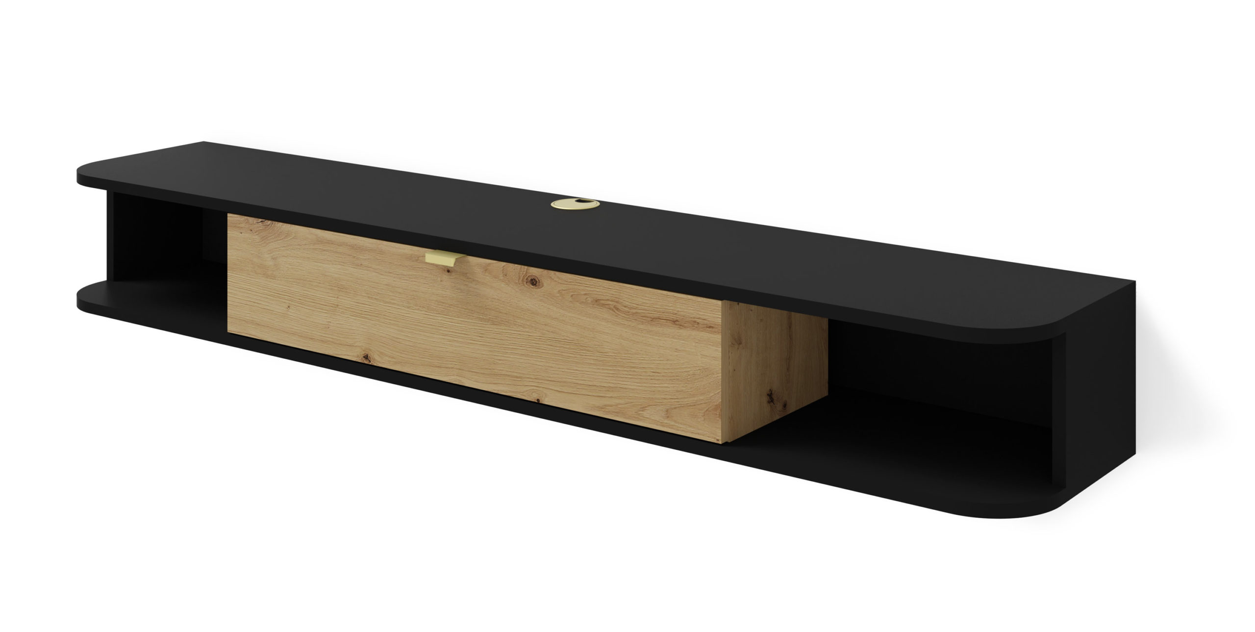 Masă TV Ikaro (Negru + Stejar artisan)