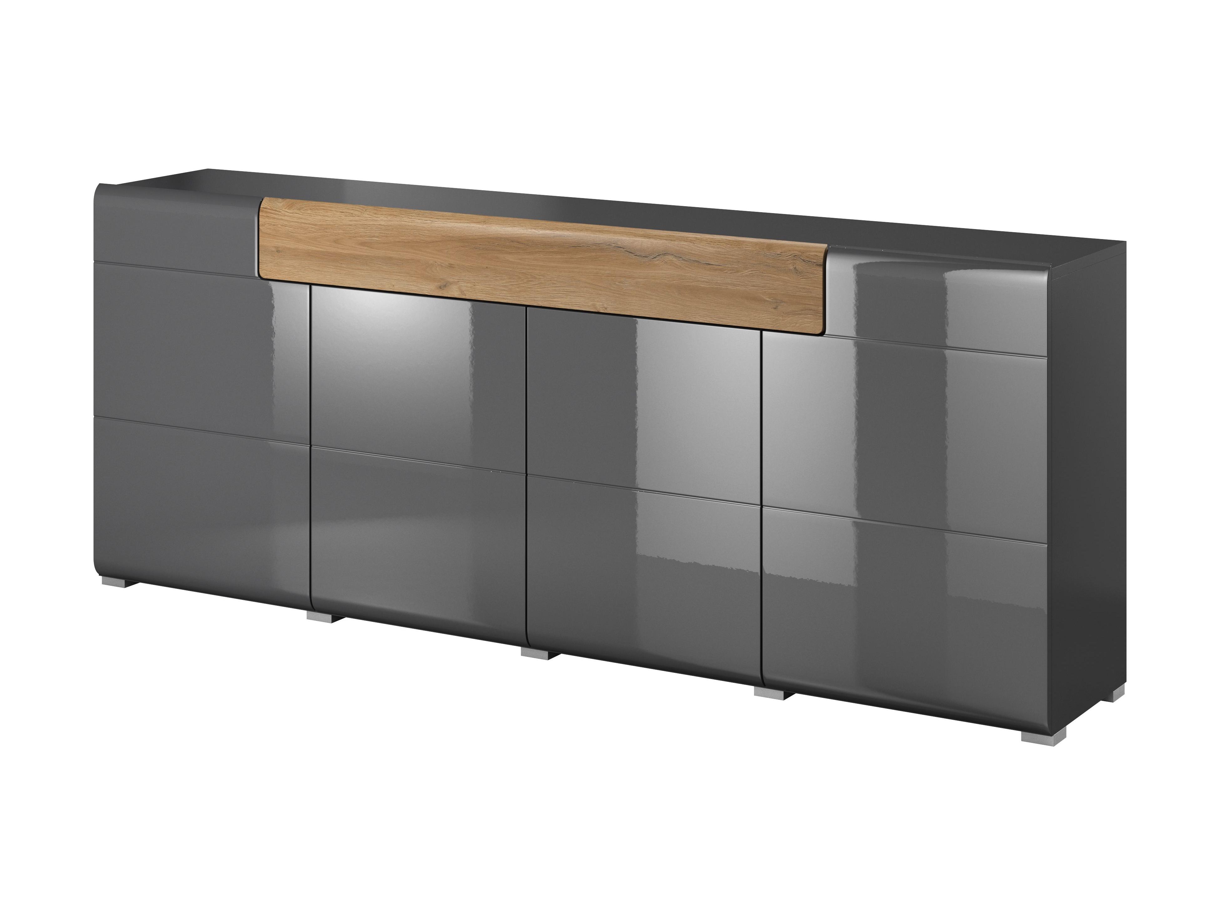 Comodă Tamie Typ 25 (Gri închis + Stejar)