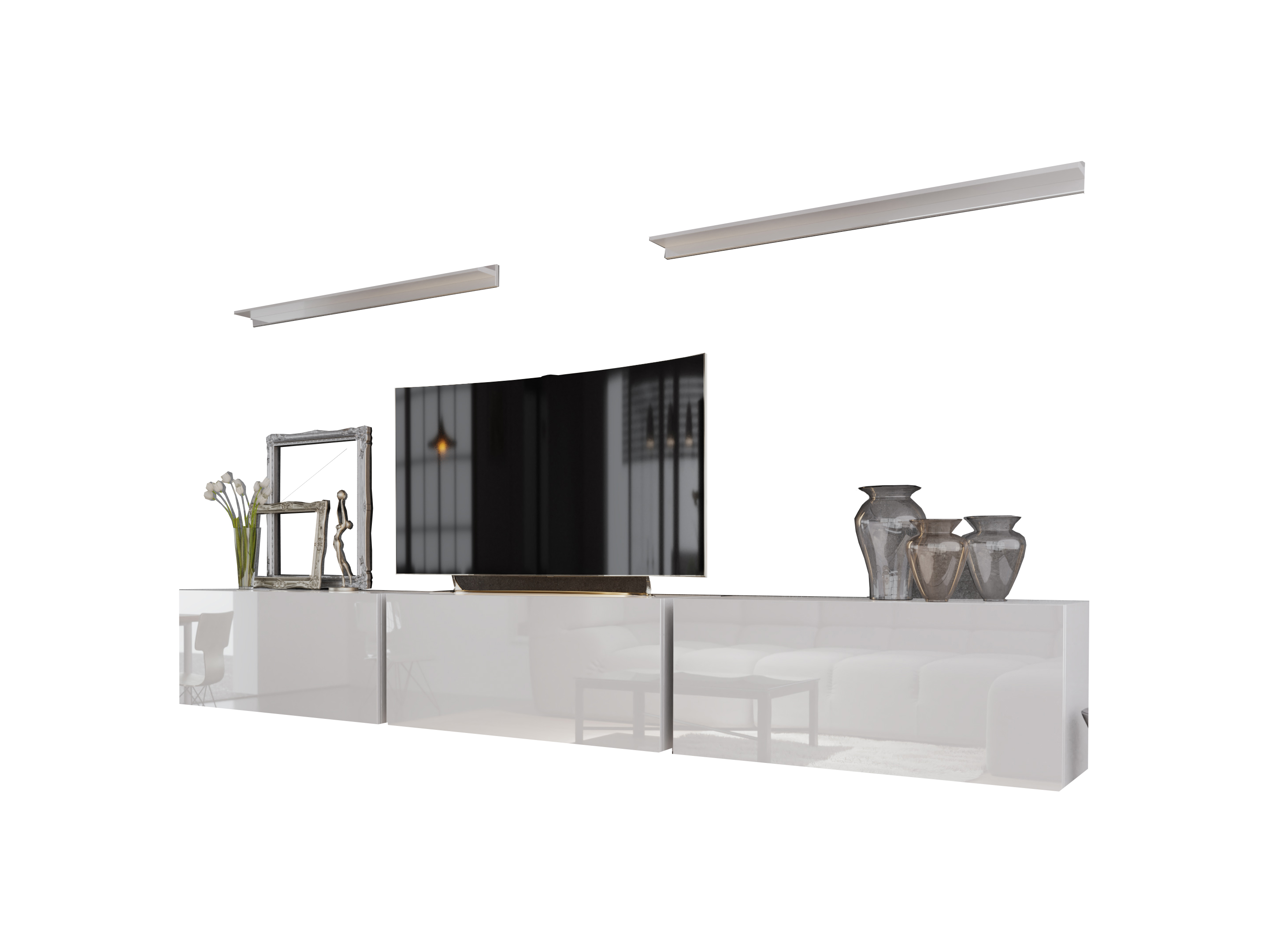 Mobilier living Balldy (alb + alb lucios)