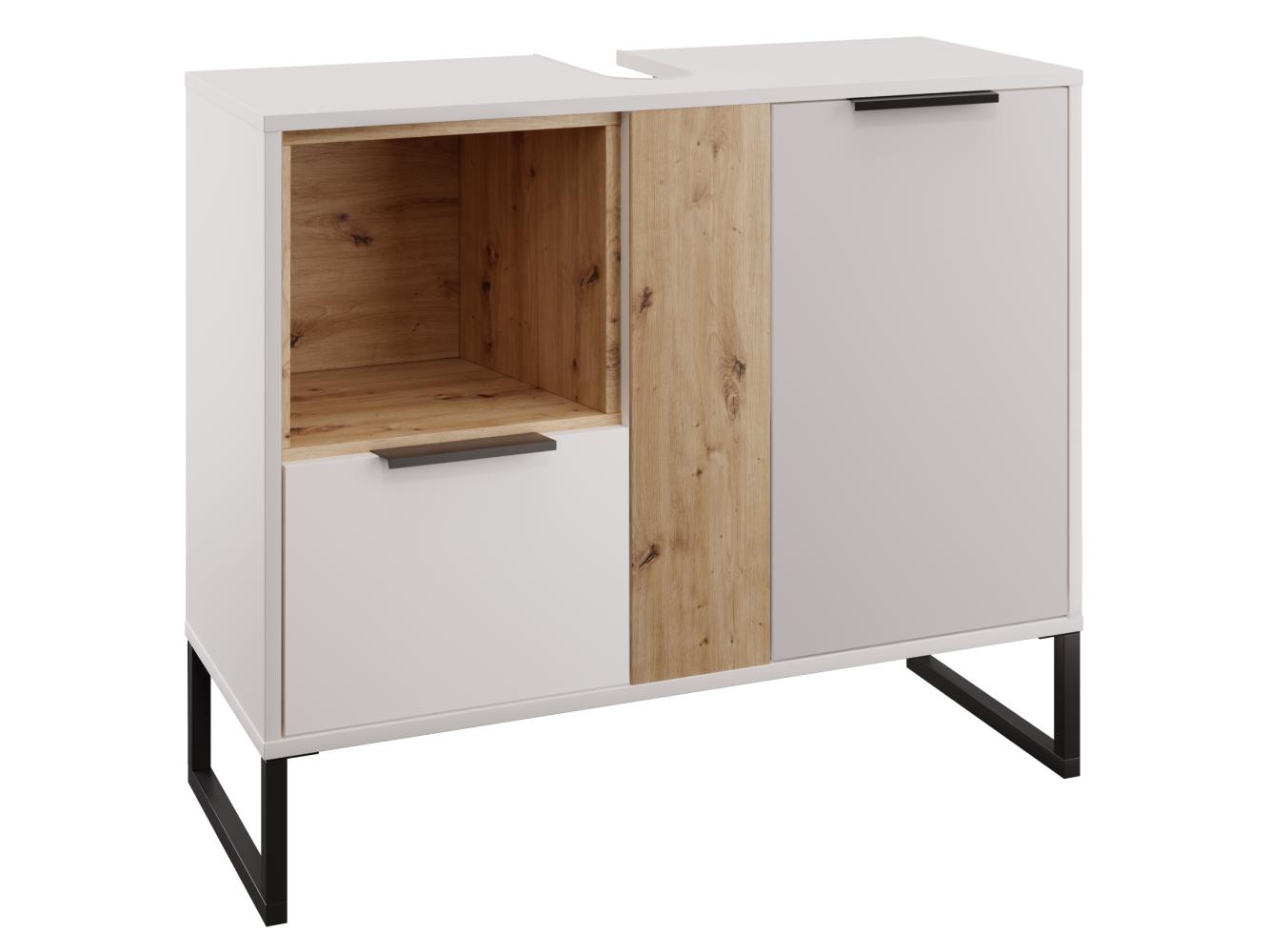 Dulap sub lavoar Cubin 03 (alb + stejar artisan)