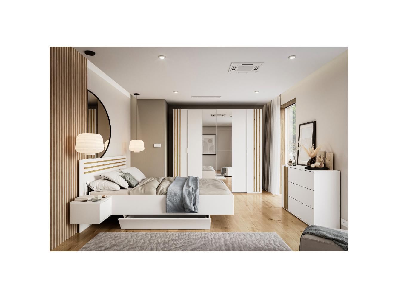 Set mobilier dormitor Frens (alb + stejar artisan)