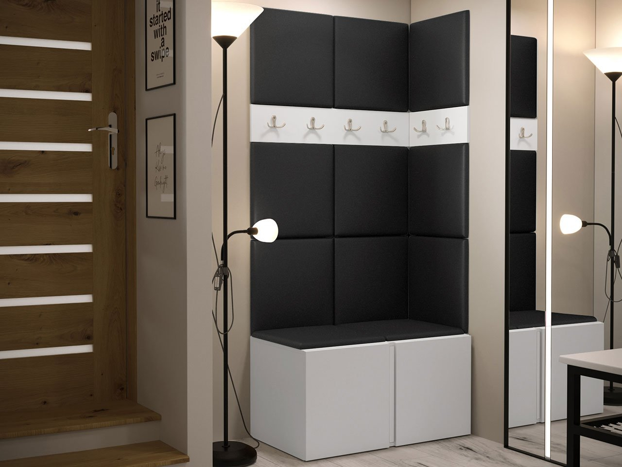 Mobilier hol Tovenaz I (Alb + Negru) 