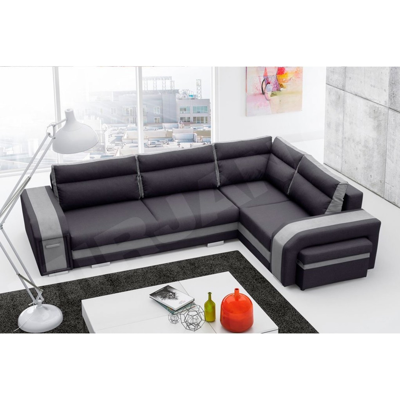 Colțar Sally (gri închis + stredne gri)