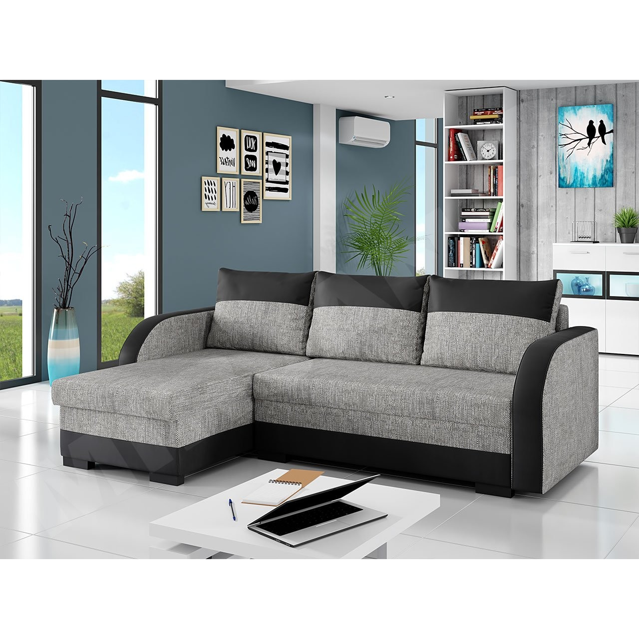 Colțar Julie  (negru + gri maro)