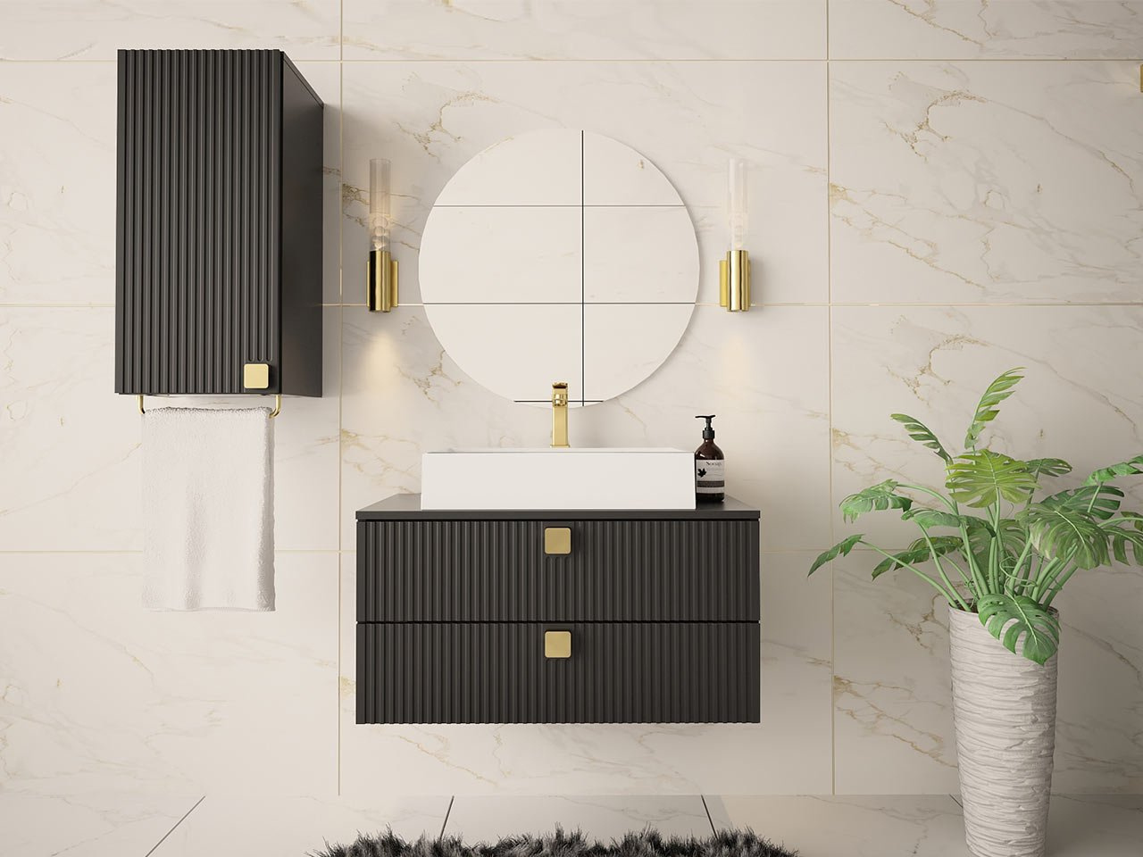 Set mobilier baie Petralonas IV (negru)